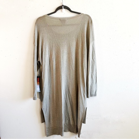 Simon Chang Sweater Silvery Gray Metallic Lightweight Tunic High-Low Knit XL NWT - Picture 10 of 12